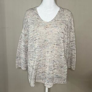 J.Jill Confetti V-Neck Linen Blend Sweater in Size Small